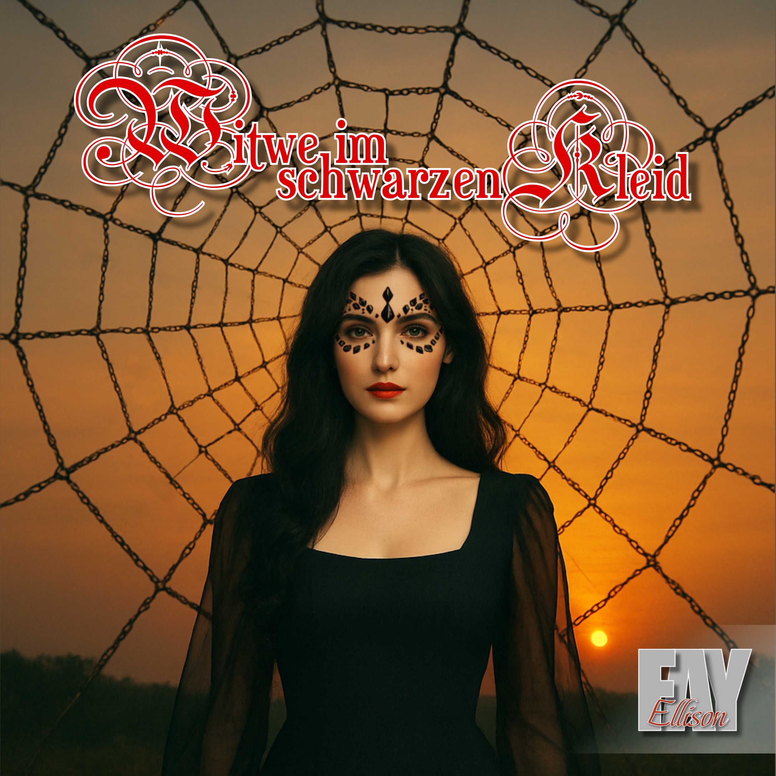 Witwe im schwarzen Kleid